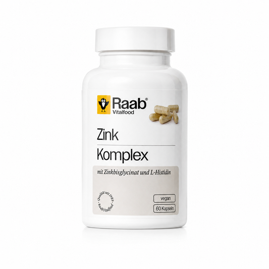 Raab Vitalfood Zink Komplex mit Zinkbisglycinat und L-Histidin, 60 vegane Kapseln