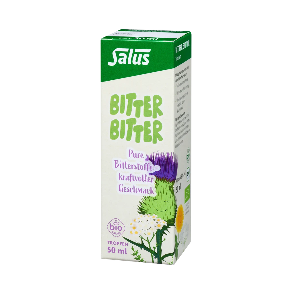 Salus Bitter Bitter Tropfen bio 50 ml – Produktverpackung mit Bio-Siegel