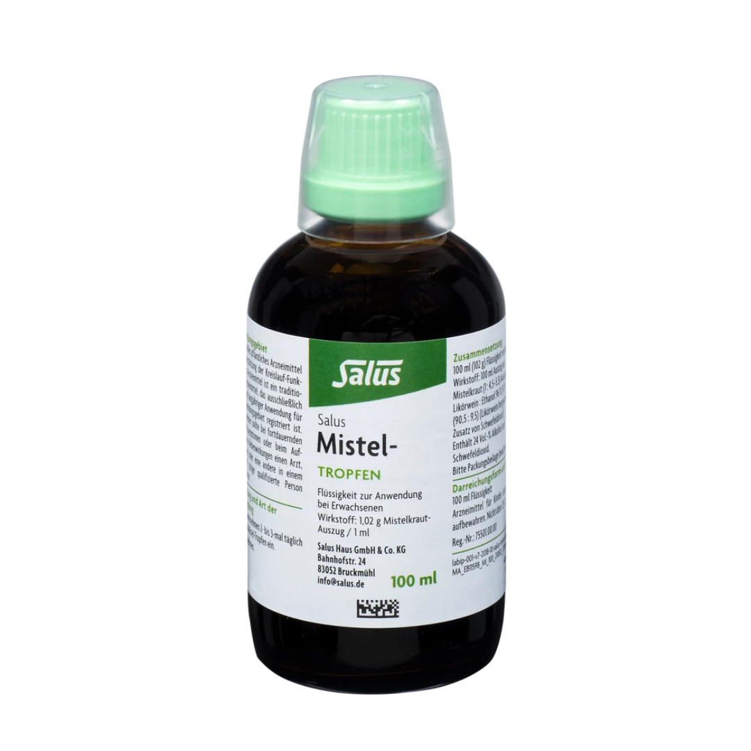 Salus Mistel-Tropfen bio 100 ml – Glasflasche mit Etikett und Dosierkappe, pflanzliches Arzneimittel zur Kreislauf-Unterstützung