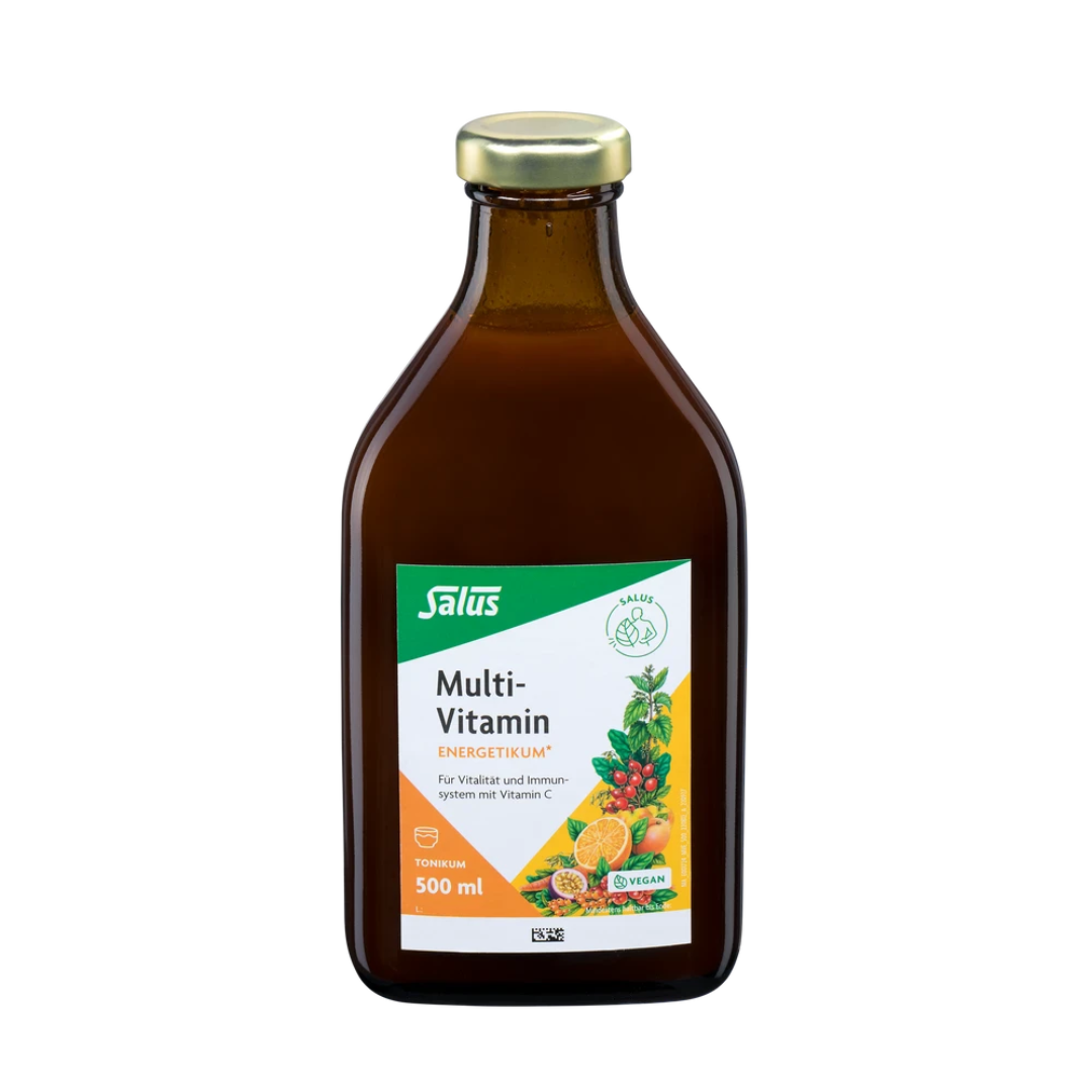 Braunglasflasche Salus Multi-Vitamin-Energetikum 500 ml mit Etikett
