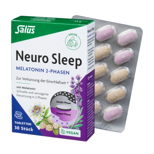 Salus Neuro Sleep Melatonin 2-Phasen Tabletten 30 Stück – Verpackung mit Blisterstreifen