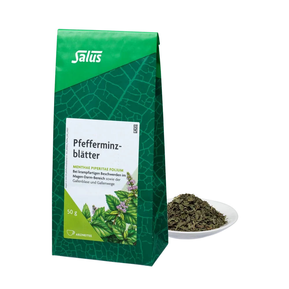 Salus® Pfefferminzblätter Arzneitee bio 50 g im grünen Blockbodenbeutel mit losem Tee