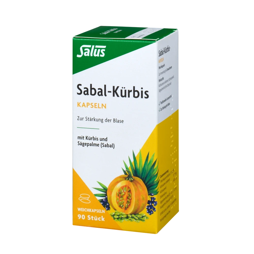 Salus Sabal Kürbis Kapseln 90 Stück – Vorderansicht der Verpackung zur Stärkung der Blase mit Kürbis und Sägepalme
