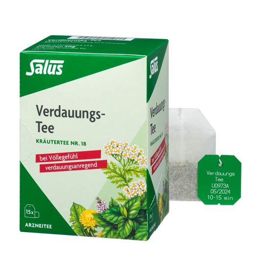 Salus Verdauungs-Tee Kräutertee Nr. 18 Packung mit Teebeutel – Kräutertee gegen Völlegefühl und für die Verdauung, 15 Filterbeutel
