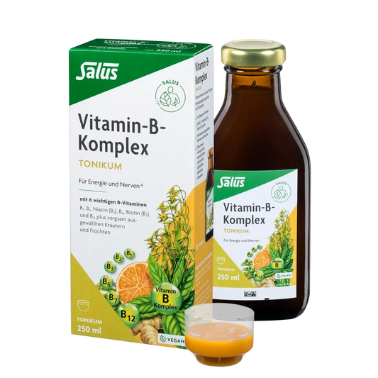 Salus Vitamin-B-Komplex Tonikum 250 ml in Verpackung mit Messbecher, Nahrungsergänzung für Energie und Nerven