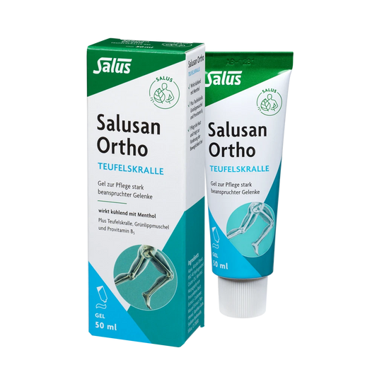 Salusan Ortho Teufelskralle-Gel 50 ml Set – Tube und Umverpackung für wohltuende Gelenkpflege