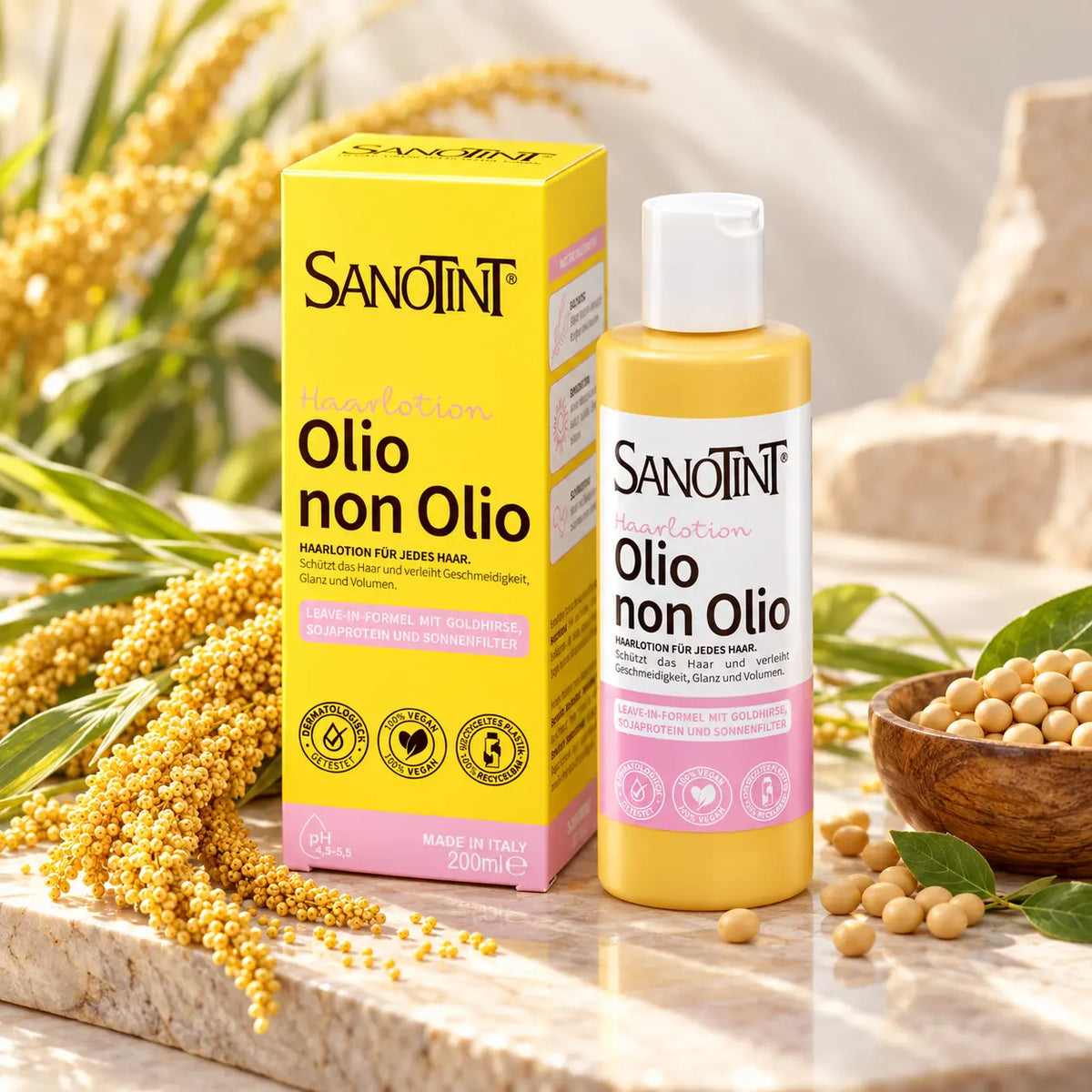 SANOTINT Olio non Olio Haarlotion mit Goldhirse und Sojaprotein