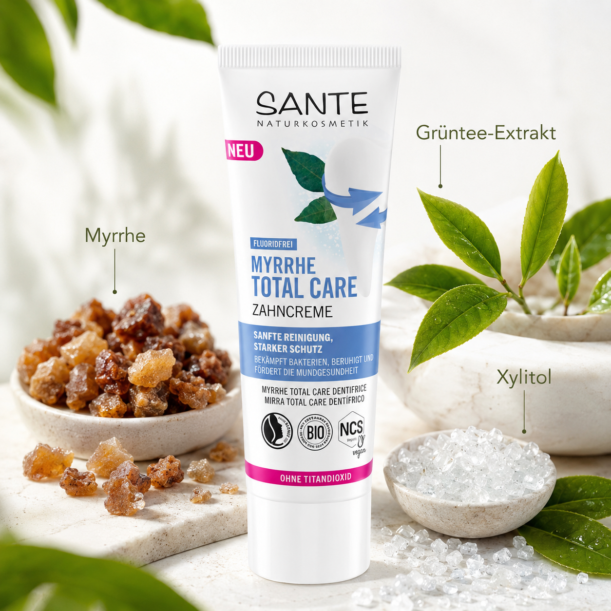 SANTE Myrrhe Total Care Zahncreme mit Myrrhe Grüntee-Extrakt und Xylitol