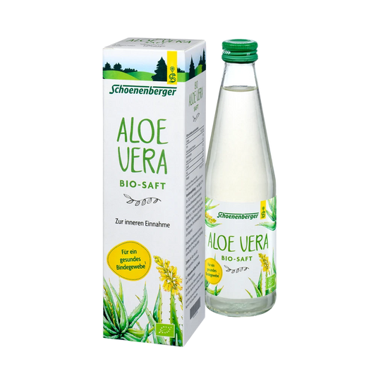 Schoenenberger Aloe Vera Bio-Saft 330 ml – Karton und Glasflasche zusammen