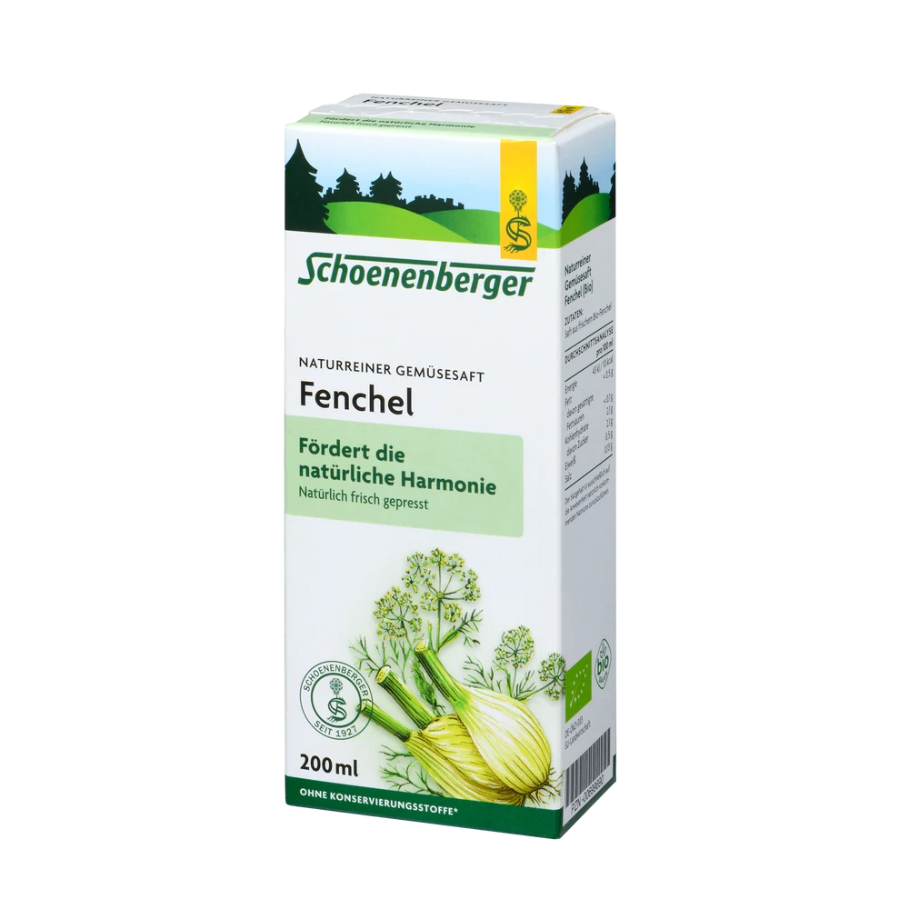 Schoenenberger Fenchel Saft Bio 200ml Packung – naturreiner Gemüsesaft in Bio-Qualität