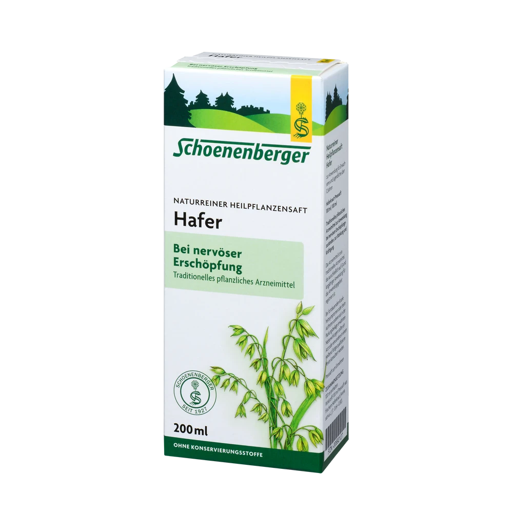 Schoenenberger Hafer Heilpflanzensaft bio 200 ml Packung – pflanzliches Arzneimittel bei nervöser Erschöpfung