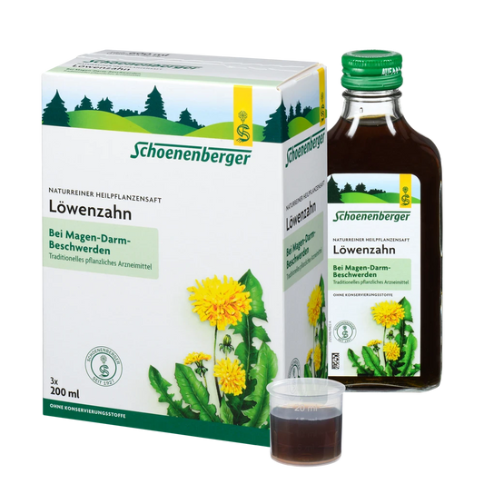 Schoenenberger Löwenzahn Saft Bio 3x200ml mit Flasche und Dosierbecher