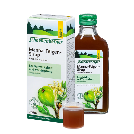 Schoenenberger Manna Feigen Sirup 200ml Packung mit Flasche und Becher