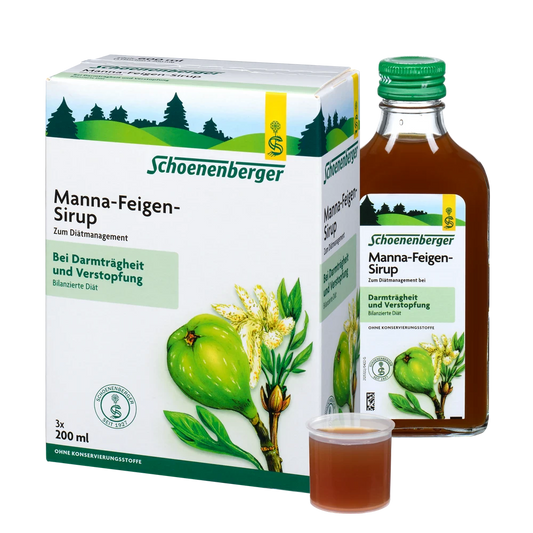 Schoenenberger Manna Feigen Sirup 3x200ml – Set mit Packung, Flasche und Dosierbecher