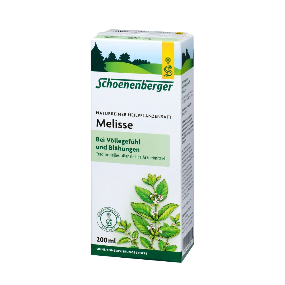 Schoenenberger Melissensaft 200 ml Packung – Naturreiner Heilpflanzensaft bei Völlegefühl und Blähungen
