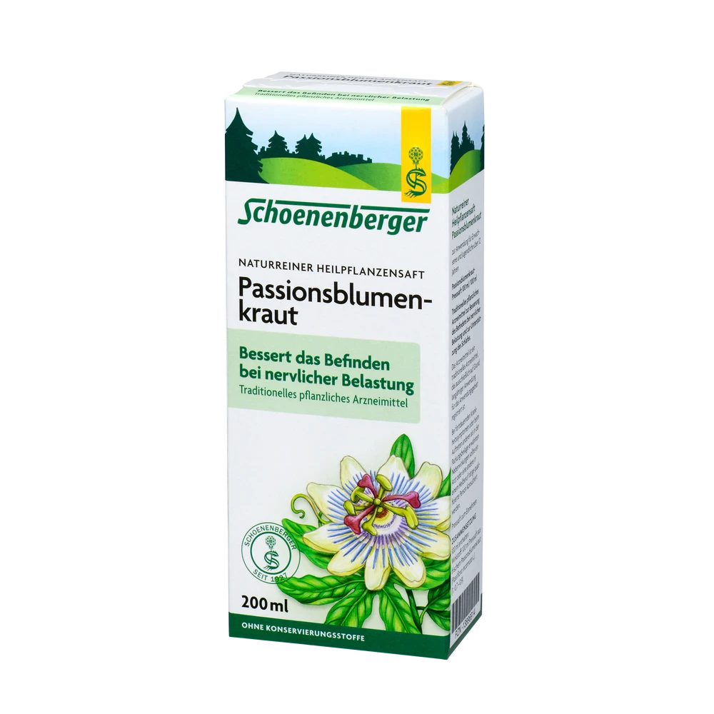 Schoenenberger Passionsblumenkraut Saft 200 ml Packung Vorderansicht