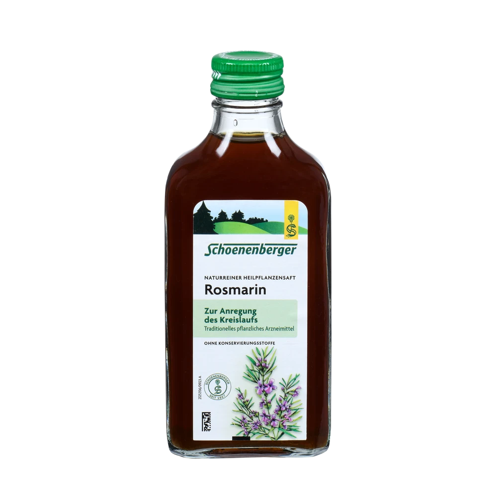 Schoenenberger Rosmarin Saft 200 ml Flasche – traditionelles pflanzliches Arzneimittel zur Unterstützung der Herz-Kreislauf-Funktion