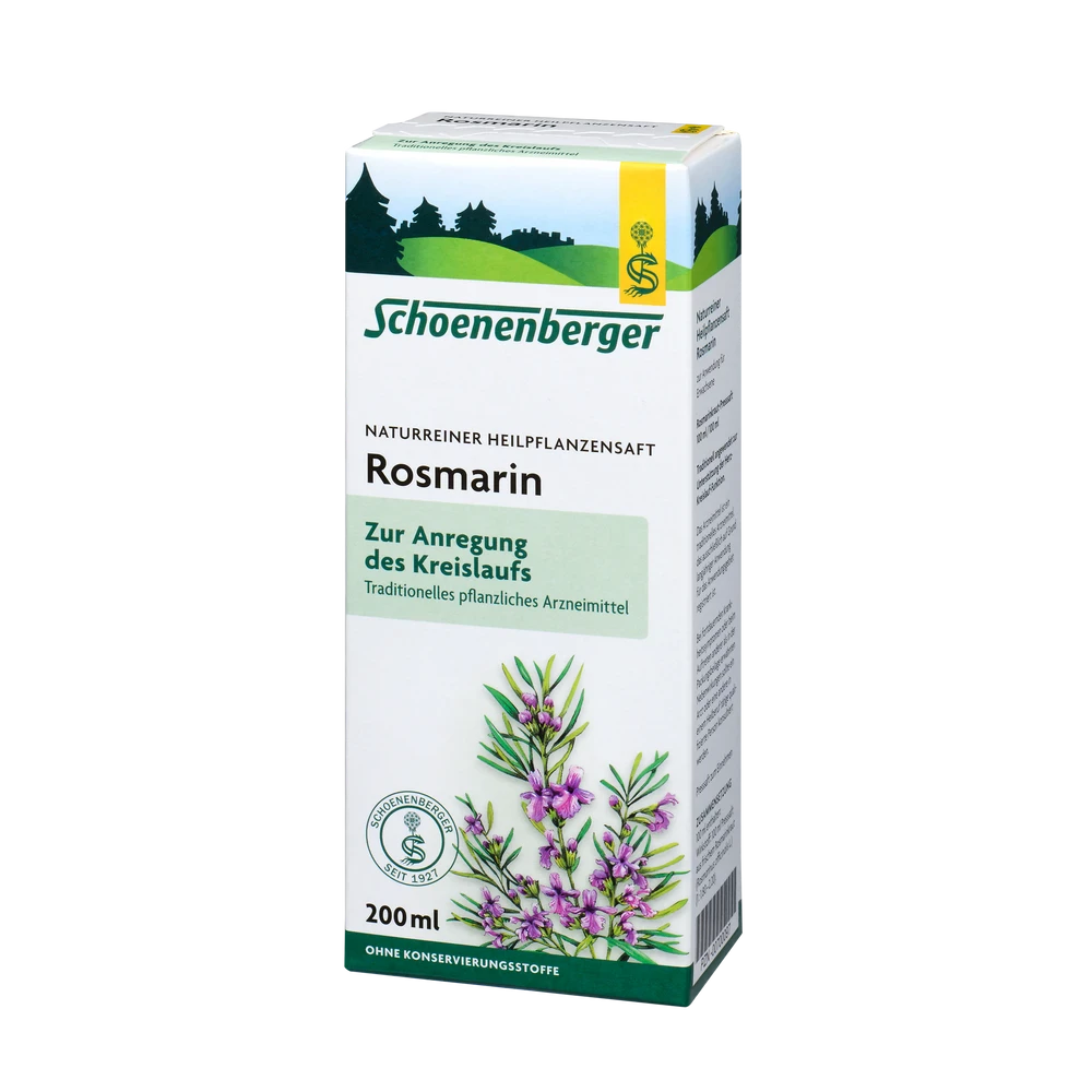 Schoenenberger Rosmarin Saft 200 ml Packung – naturreiner Heilpflanzensaft zur Anregung des Kreislaufs