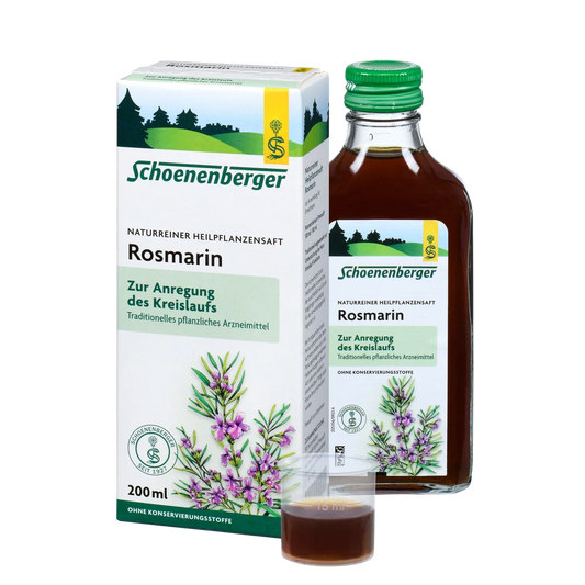 Schoenenberger Rosmarin Saft 200 ml – Flasche, Packung und Dosierbecher als Set