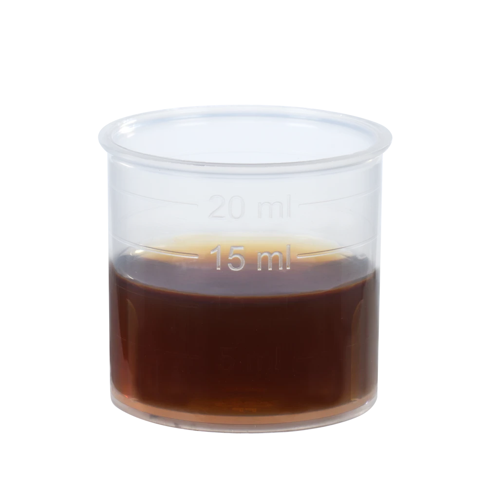 Dosierbecher mit Schoenenberger Rosmarin Saft – einfache Einnahmeempfehlung 10 ml vor den Mahlzeiten