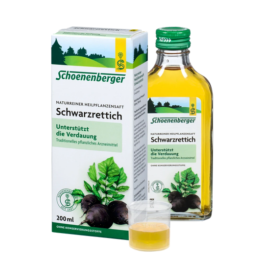 Schoenenberger Schwarzrettich Saft bio 200 ml – traditionelles pflanzliches Arzneimittel zur Verdauungsunterstützung
