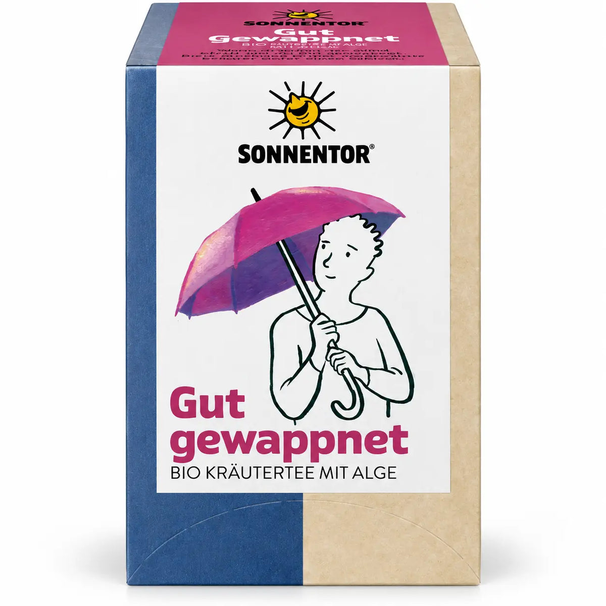 SONNENTOR Gut gewappnet Bio-Kräutertee mit Alge, 18 Teebeutel, 27 g – Verpackung in Vorderansicht