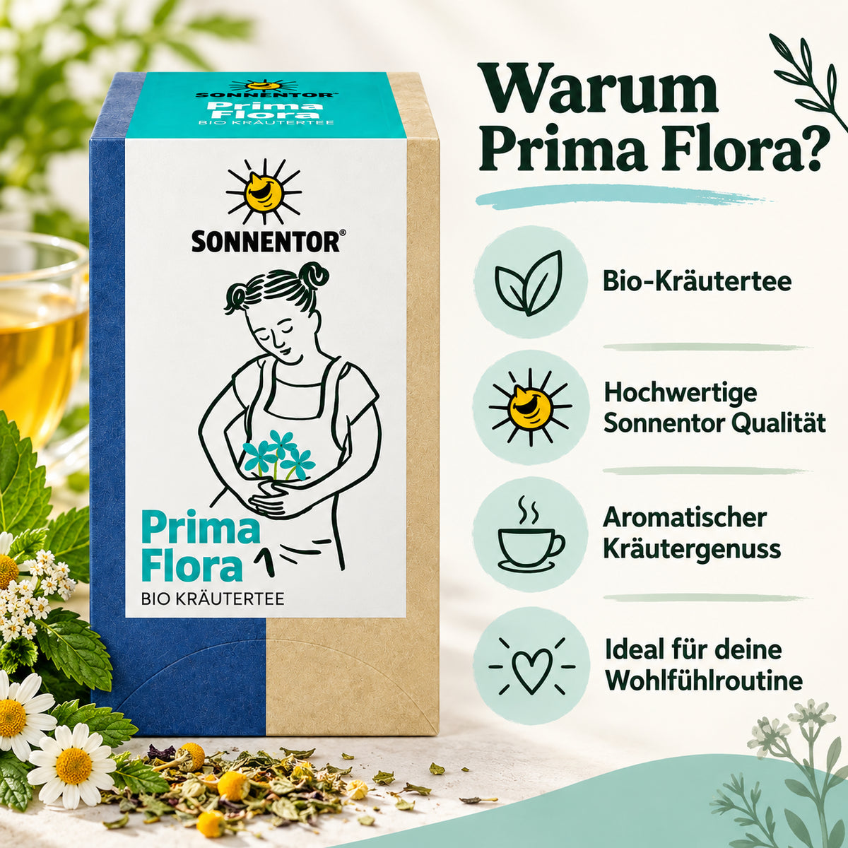 SONNENTOR Prima Flora Bio Kräutertee – Übersicht mit Bio-Qualität, Kräutergenuss und Wohlfühlroutine