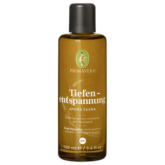 PRIMAVERA Tiefenentspannung Aroma Sauna Bio 100ml – balsamisch-einhüllender Saunaaufguss mit beruhigender Wirkung