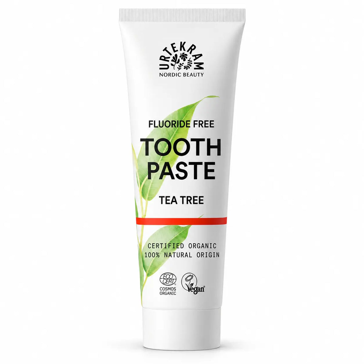 Urtekram Tea Tree Zahnpasta ohne Fluorid, 75 ml – vegane, zertifizierte Naturkosmetik mit Bio-Teebaumöl