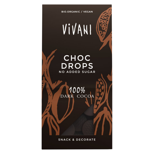 Vivani Choc Drops 100% Bio 100 g Kakaodrops Vorderseite