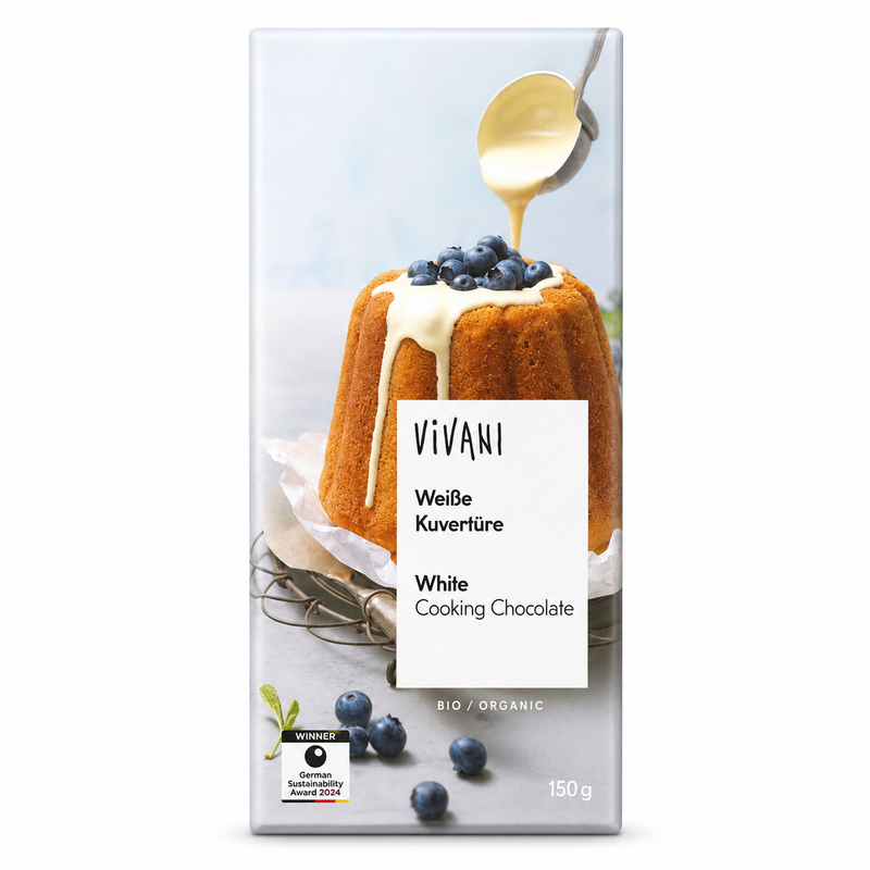 VIVANI Weiße Kuvertüre Bio 150 g in der Originalverpackung
