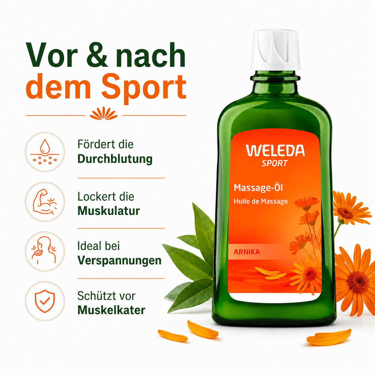 WELEDA Arnika Massageöl zur Massage vor und nach dem Sport