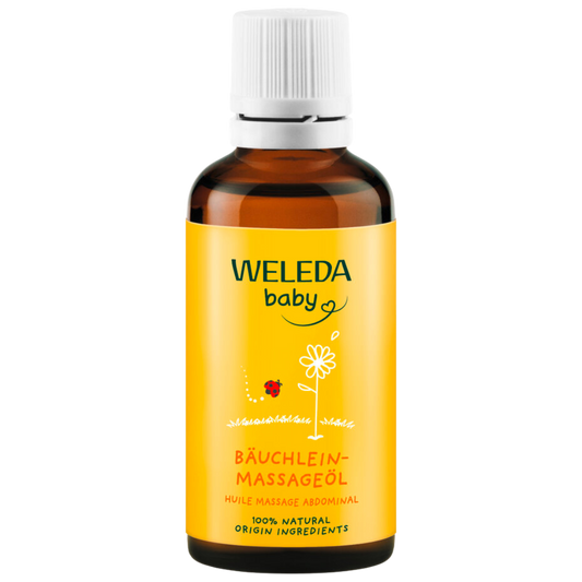 Weleda Baby Bäuchlein-Massageöl 50 ml – Naturkosmetik Massageöl für Baby-Bauchmassagen in Glasflasche