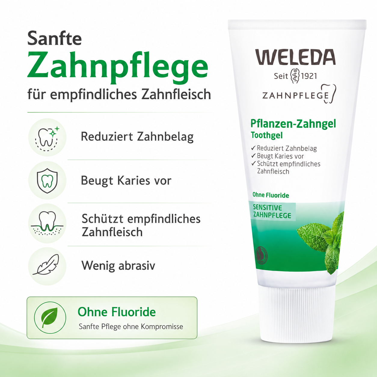 WELEDA Pflanzen-Zahngel mit Vorteilen gegen Zahnbelag und für empfindliches Zahnfleisch