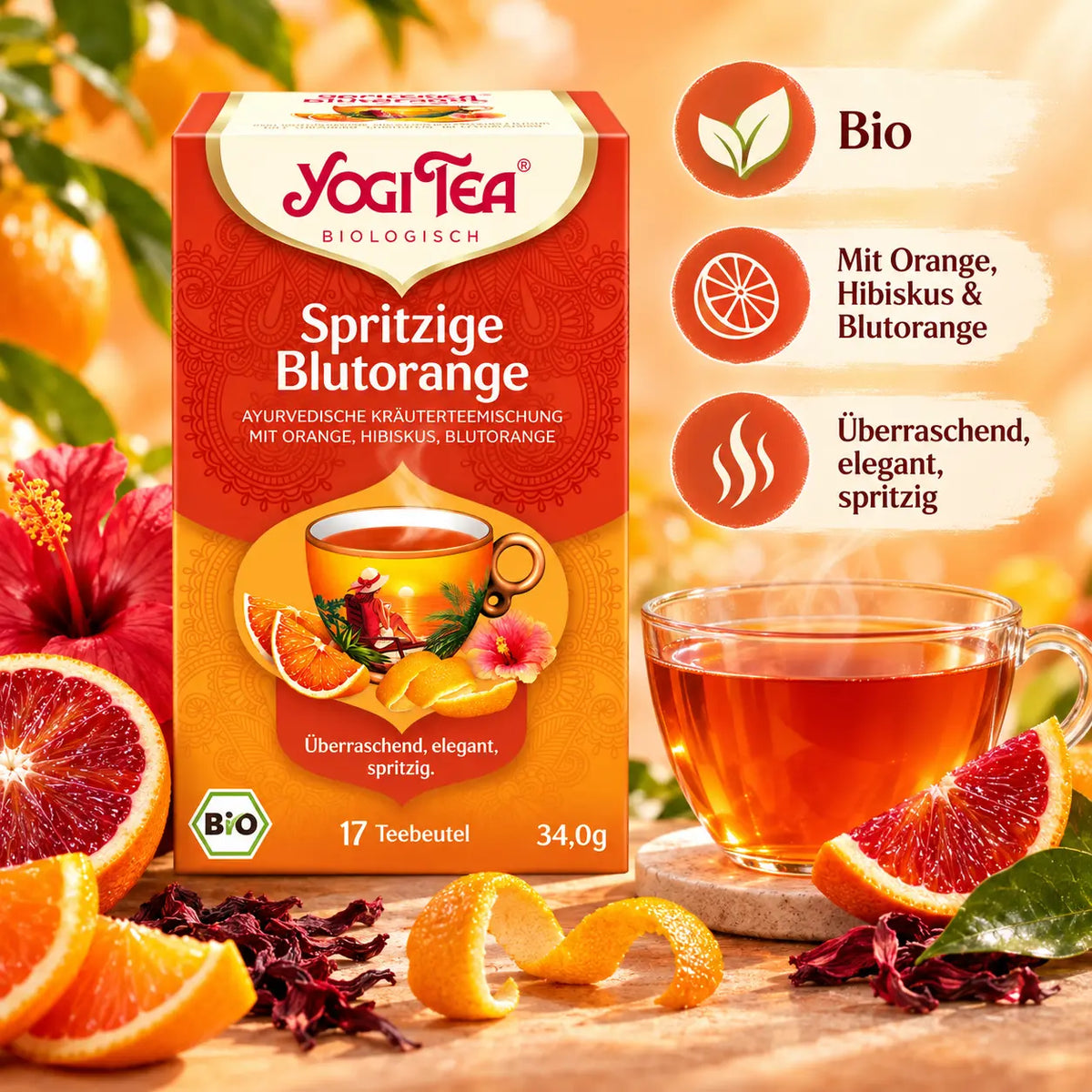 Yogi Tea Spritzige Blutorange Bio mit Orange, Hibiskus und Blutorange