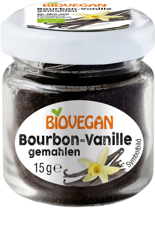 Biovegan Bourbon-Vanille im Glas, gemahlen, Bio 15g