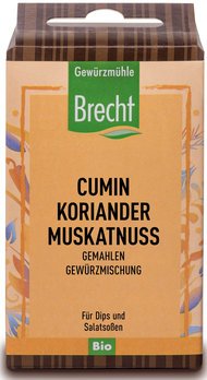 Gewürzmühle Brecht Cumin Koriander Muskatnuss Bio Nachfüllpack, 35g