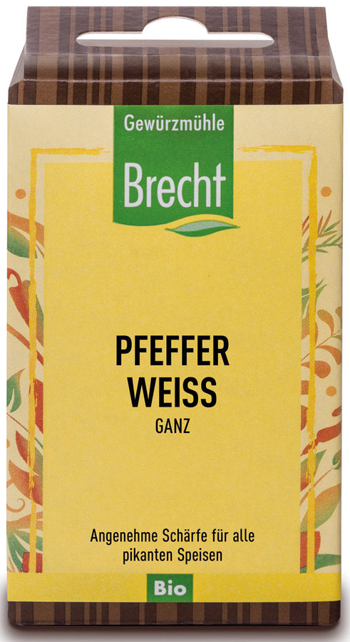 Gewürzmühle Brecht Pfeffer weiß ganz Nachfüllpack, Bio, 50g