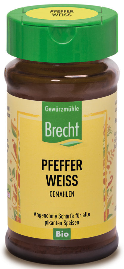 Gewürzmühle Brecht Pfeffer weiß gemahlen Glas, Bio, 35g