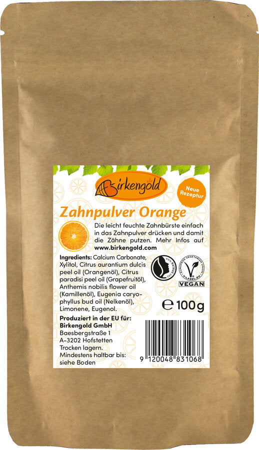 Birkengold® Zahnpulver Orange Nachfüllbeutel, 100g