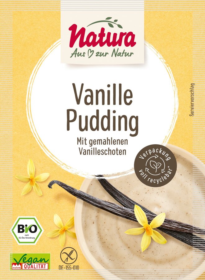 Natura Bio Pudding Vanille 3er-Pack, glutenfrei, vegan, ungesüßt